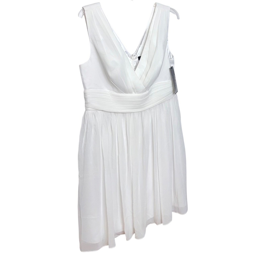 Ever-Pretty Cocktail Dress‎ Womens 12 White Chiffon V-Neck Ruched Formal Fairy